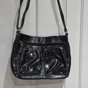 Relic NWT Elegant Black Croc-Embossed Shoulder Bag